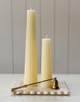 13.5" Fluted Beeswax Pillar Candle | Cream