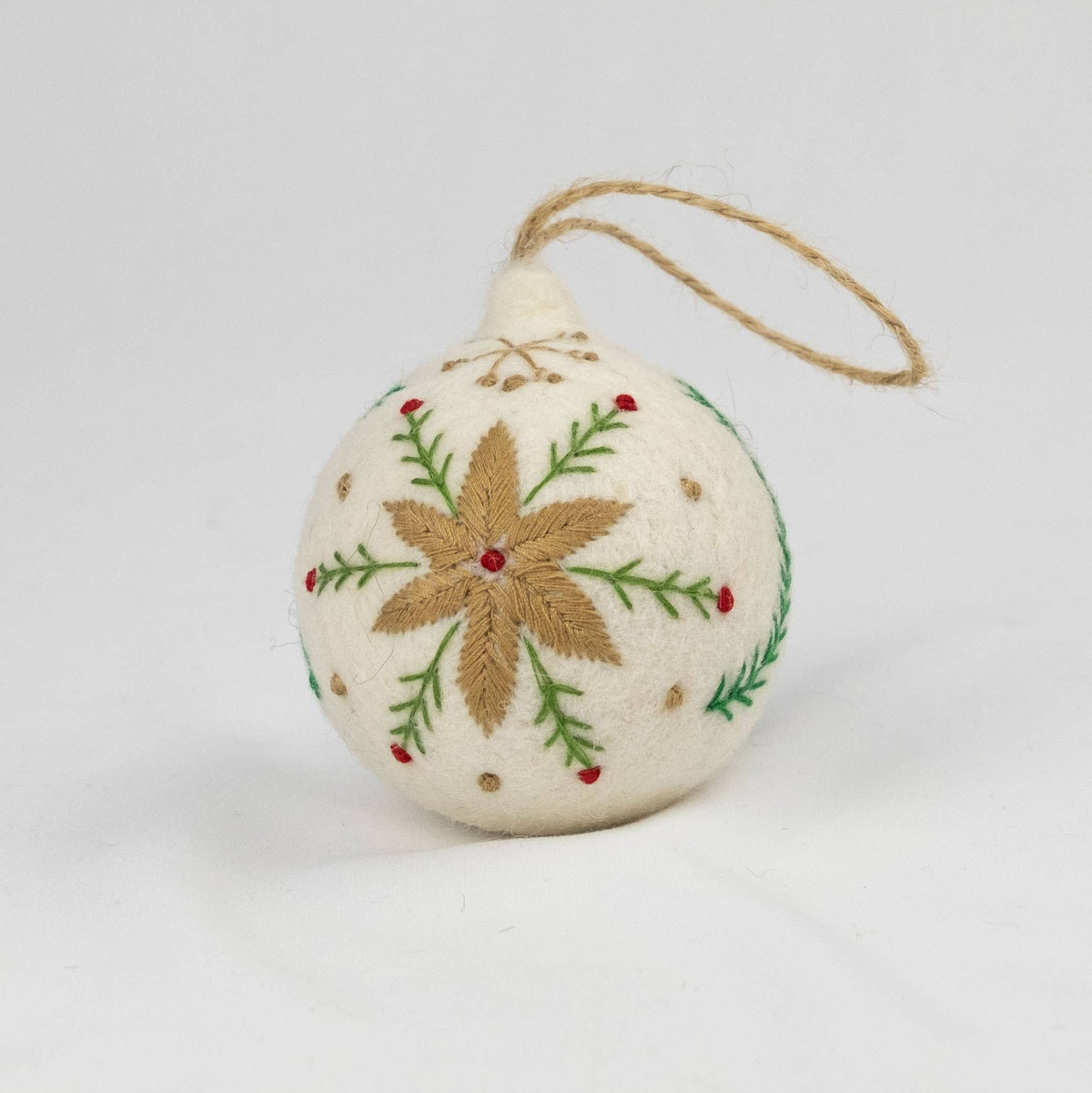 Nordic Embroidered Wool Bauble Ornaments