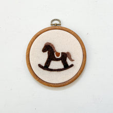 Load image into Gallery viewer, Round Rocking Horse | Hoop Heirloom Hand-Embroidered Nursery Keepsake
