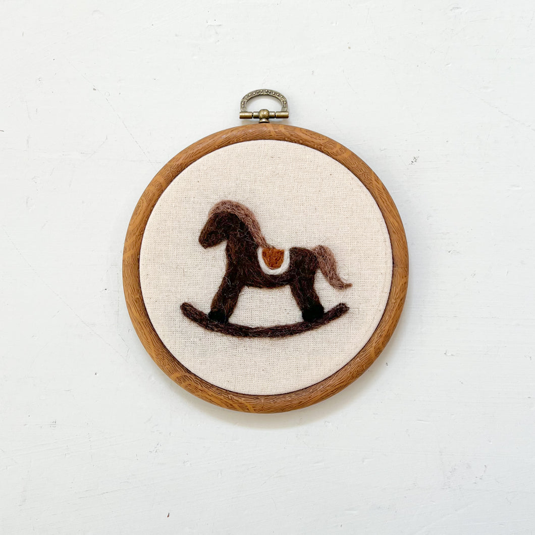 Round Rocking Horse | Hoop Heirloom Hand-Embroidered Nursery Keepsake