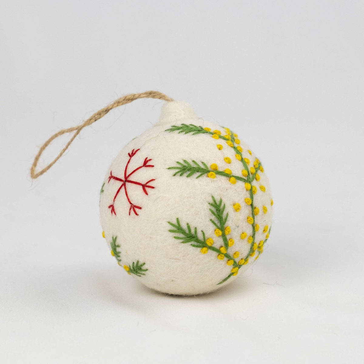 Nordic Embroidered Wool Bauble Ornaments