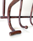 Vintage French Thonet Style Bentwood 7 Hook Coat & Hat Rack with Shelf