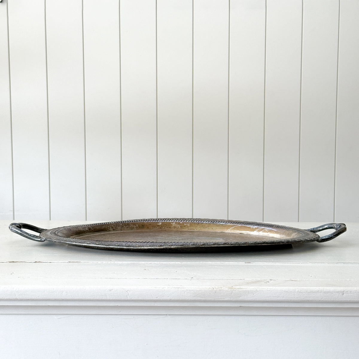 Antique Patinaed Silver Tray