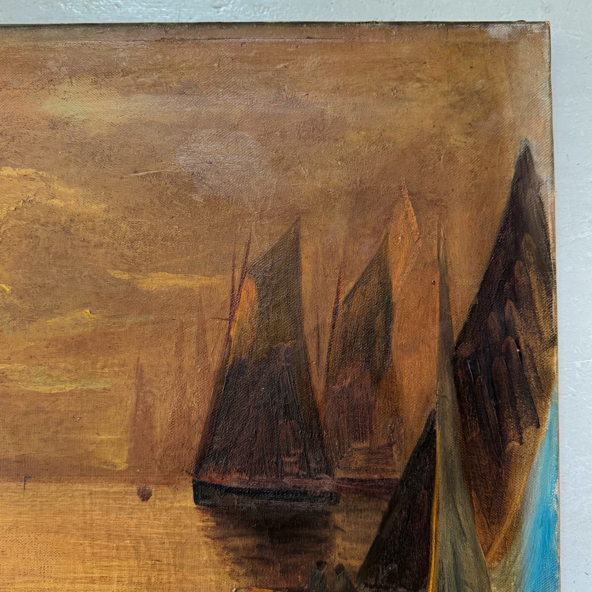 Sailboat I | Original 19th Century Oil on Canvas Art