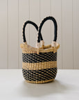 The Mini African Shopper Basket No. 1 | Ink Black + Natural