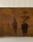 Sailboat II | Original 19th Century Oil on Canvas Art