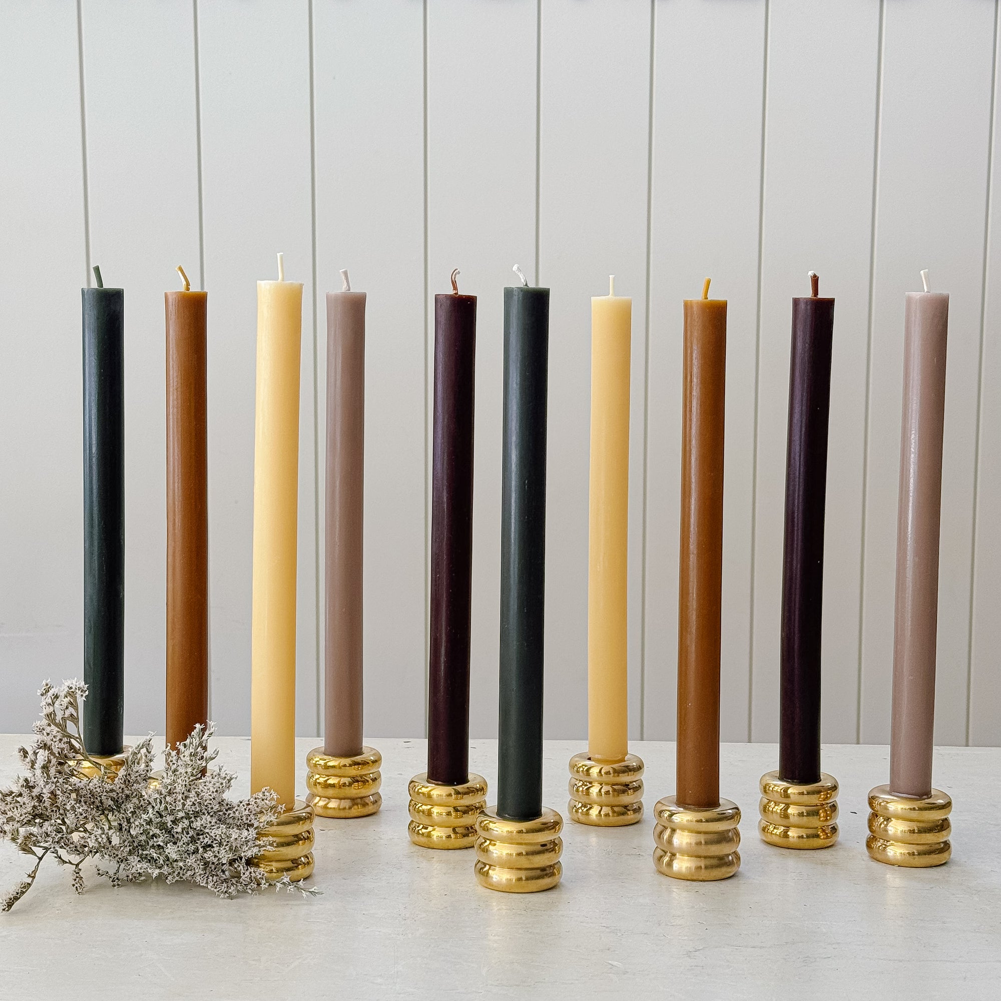 12" Beeswax Columnar Taper Candle Collection