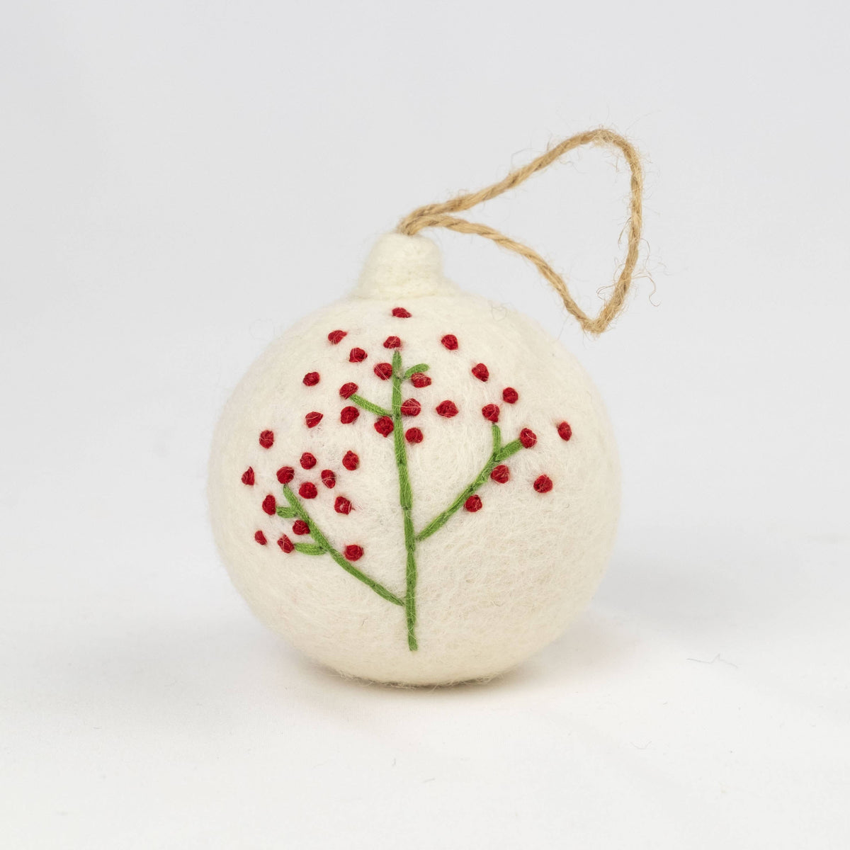 Nordic Embroidered Wool Bauble Ornaments