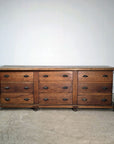 Antique Solid Oak 9-Drawer Haberdashery Chest of Drawers | France, 1900s