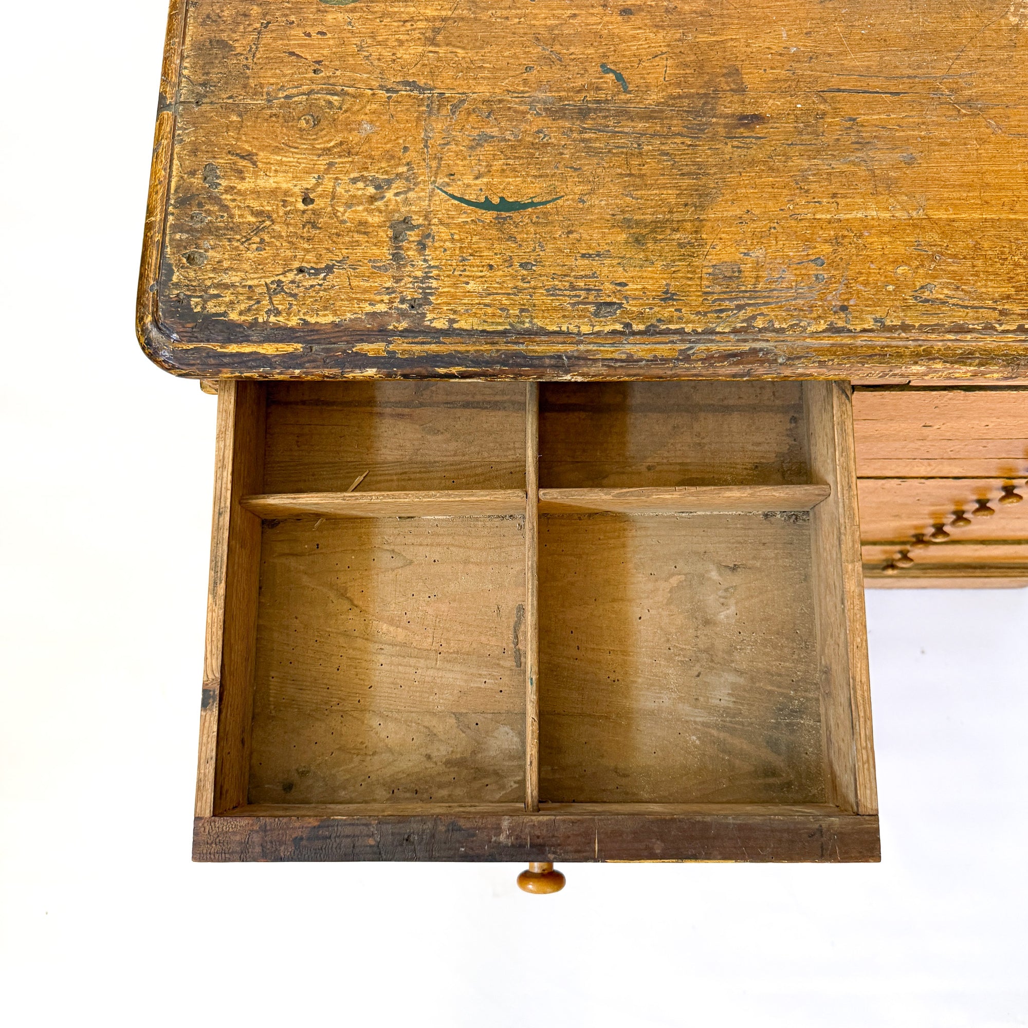 Antique Ochre Haberdashery 22 Drawer Mercantile Counter | Spain, 19th Century