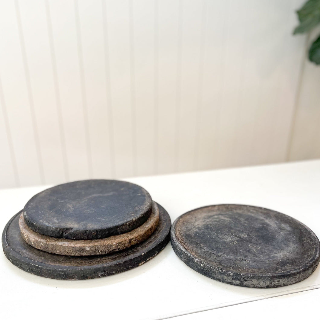 Vintage Round Black Stone Tray