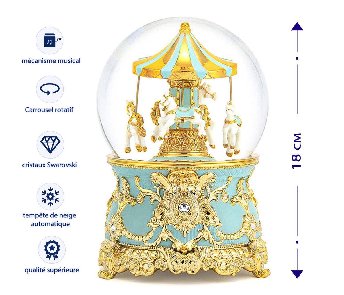 Heirloom Musical Light-Up Snow Globe | Tiffany Blue Carousel