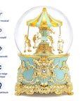 Heirloom Musical Light-Up Snow Globe | Tiffany Blue Carousel