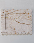 Scallop Edge Long Marble Box Tray | Almond