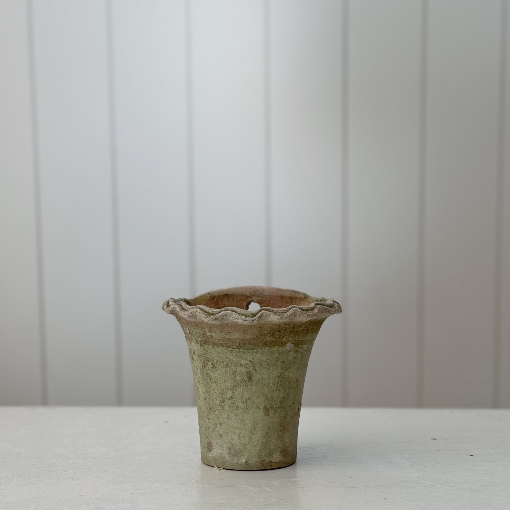Aged Terra Cotta Piecrust Wall Planter