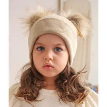 Load image into Gallery viewer, Knit Double Pom Beanie Hat | Dusty Blush
