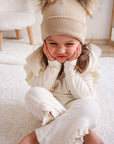 Knit Double Pom Beanie Hat | Oatmeal