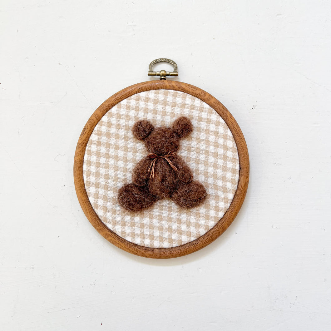 Round Teddy Bear | Hoop Heirloom Hand-Embroidered Nursery Keepsake