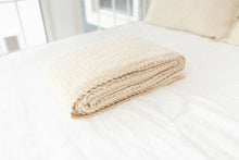 Load image into Gallery viewer, Waffle Knit Twin Blanket | Ivory

