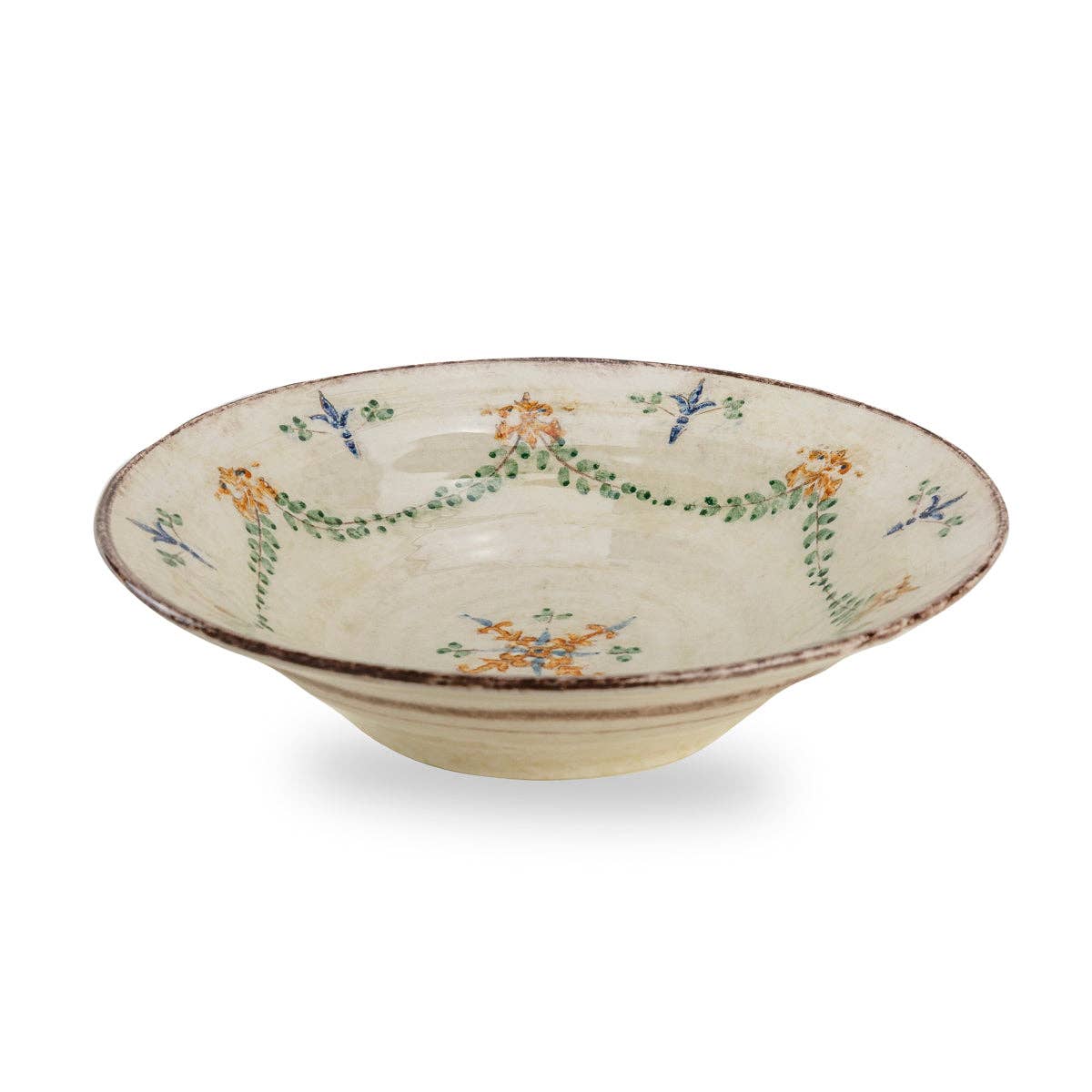Hand-Painted Large Italian Bowl | Vintage Garden