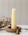 8" Fluted Beeswax Pillar Candle | Cream