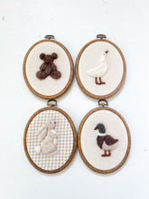 Load image into Gallery viewer, Oval Teddy Bear | Hoop Heirloom Hand-Embroidered Nursery Keepsake
