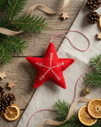 Hand Red Wool Star Ornament