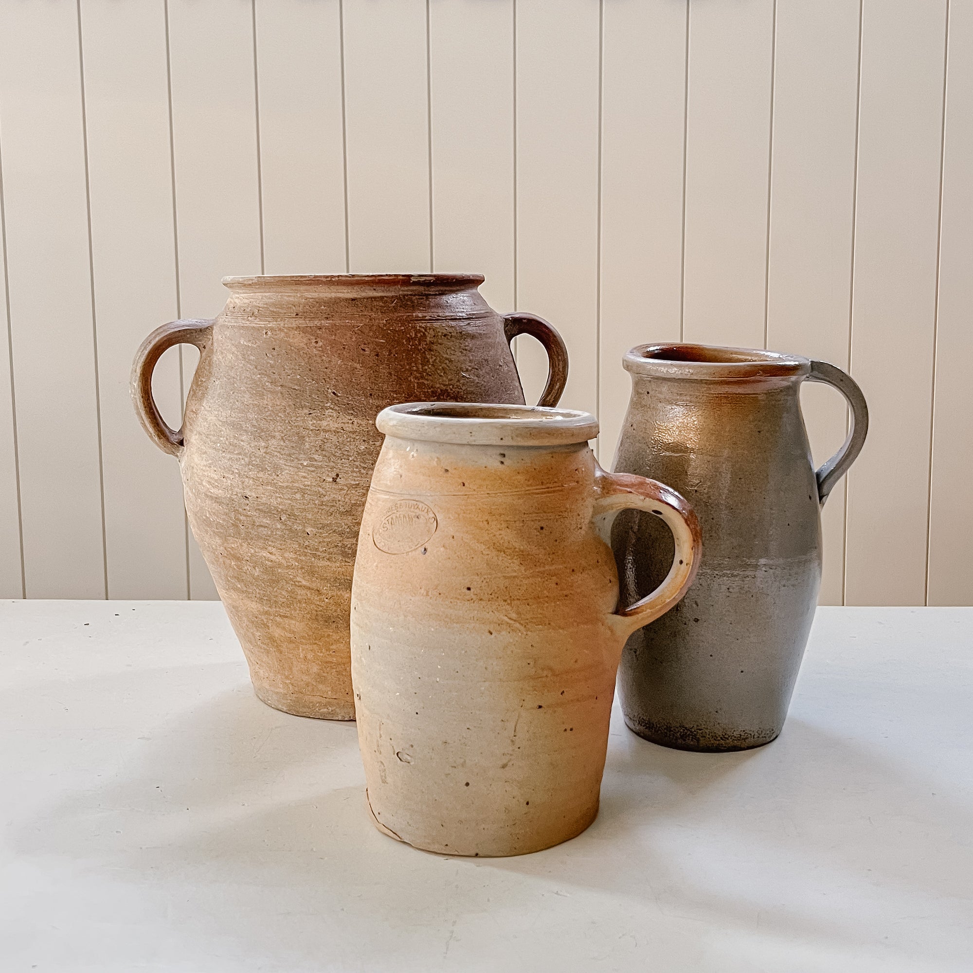 Vintage Large French Stoneware Confit Jar with Handles | No. 243