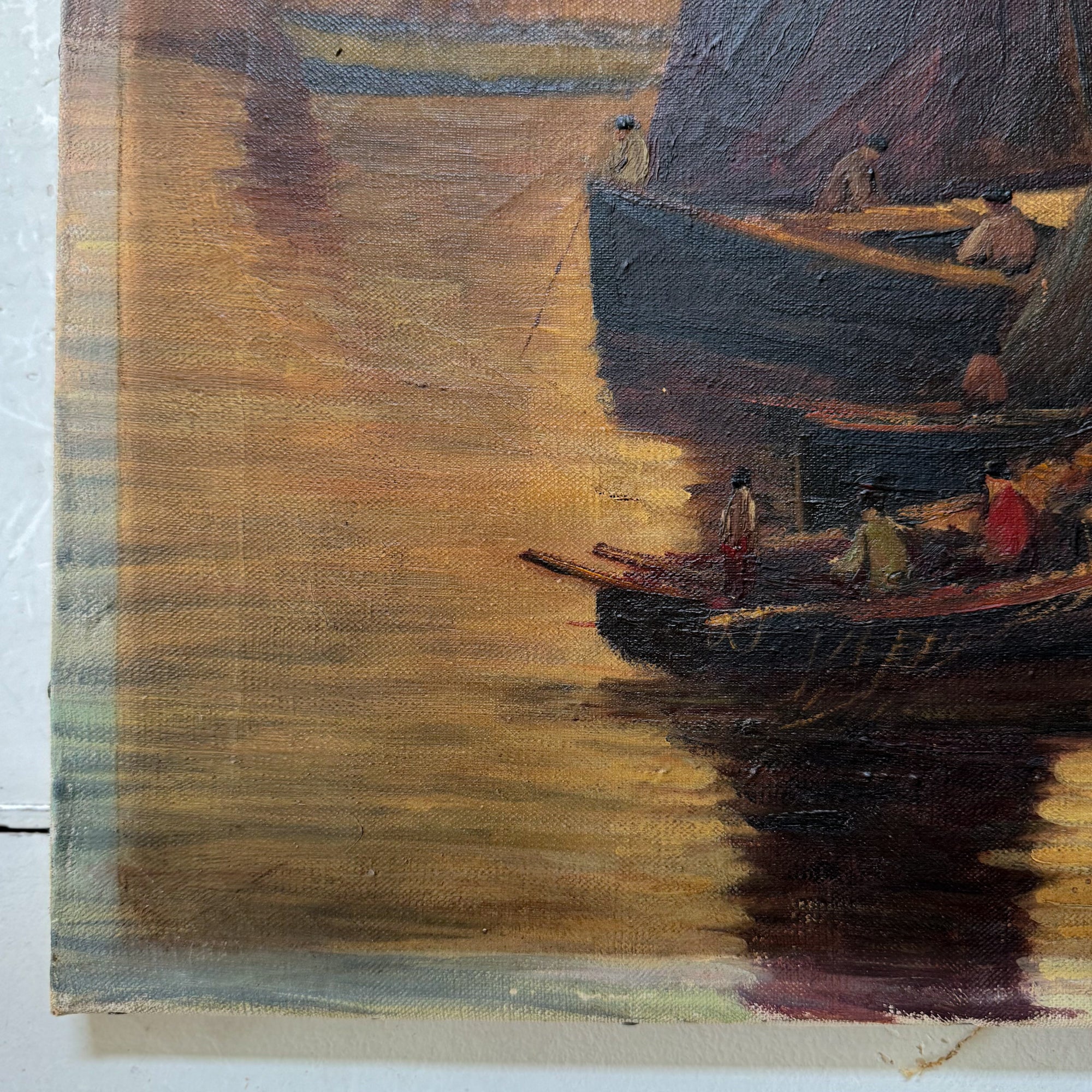 Sailboat I | Original 19th Century Oil on Canvas Art