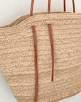 Ponchettes Raffia Bag with Leather Straps