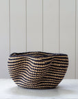 Small Pakurigo Wave Basket No. 22 | Natural + Black Stripe