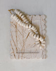 Scallop Edge Long Marble Box Tray | Almond