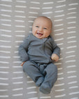 Organic Cotton Ribbed Zipper Footed Pajamas | Charcoal