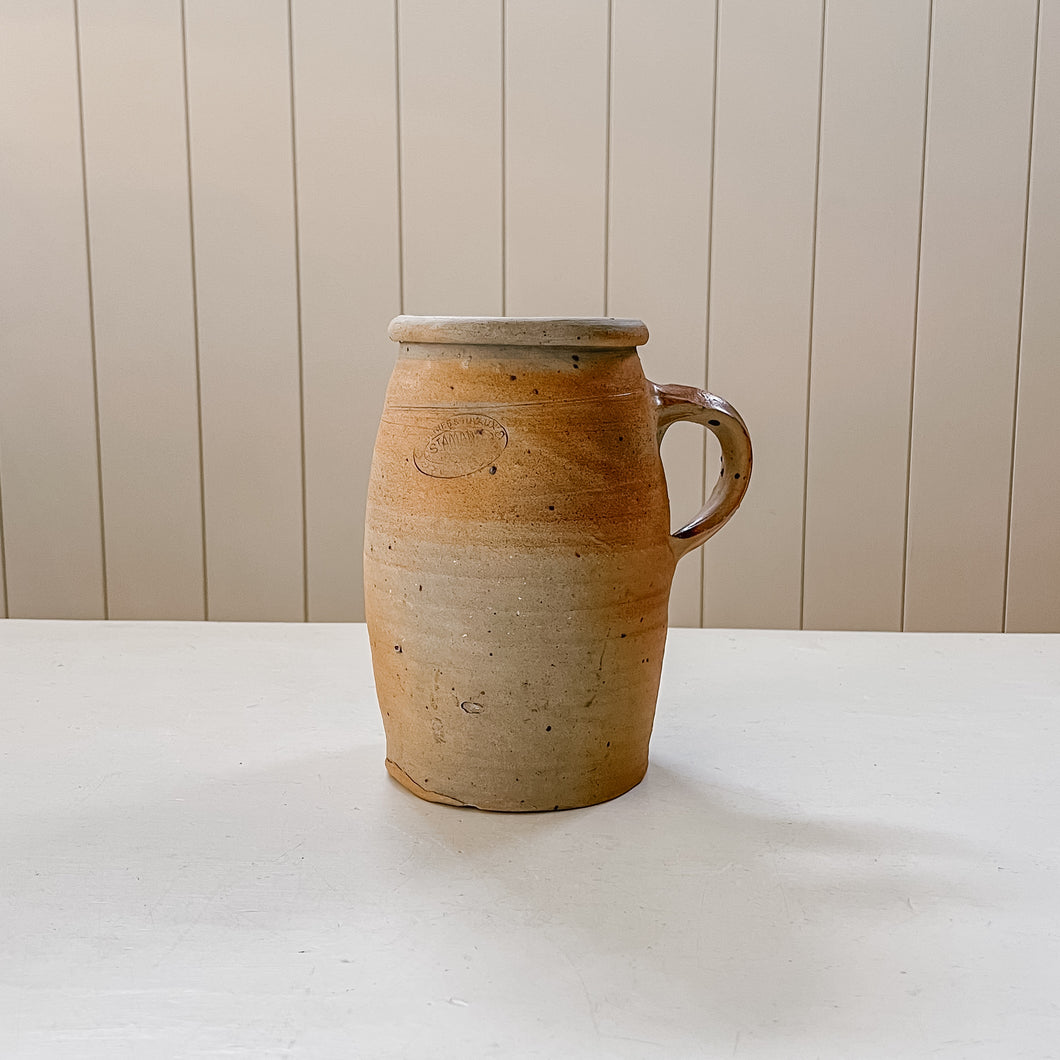 Vintage French Stoneware Confit Pitcher with Handle | No. 244