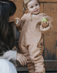 Organic Baby Wool Fleece Hooded Coverall | Sand