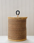 Handwoven Lidded Laundry Basket | No. 3 Natural + Terracotta