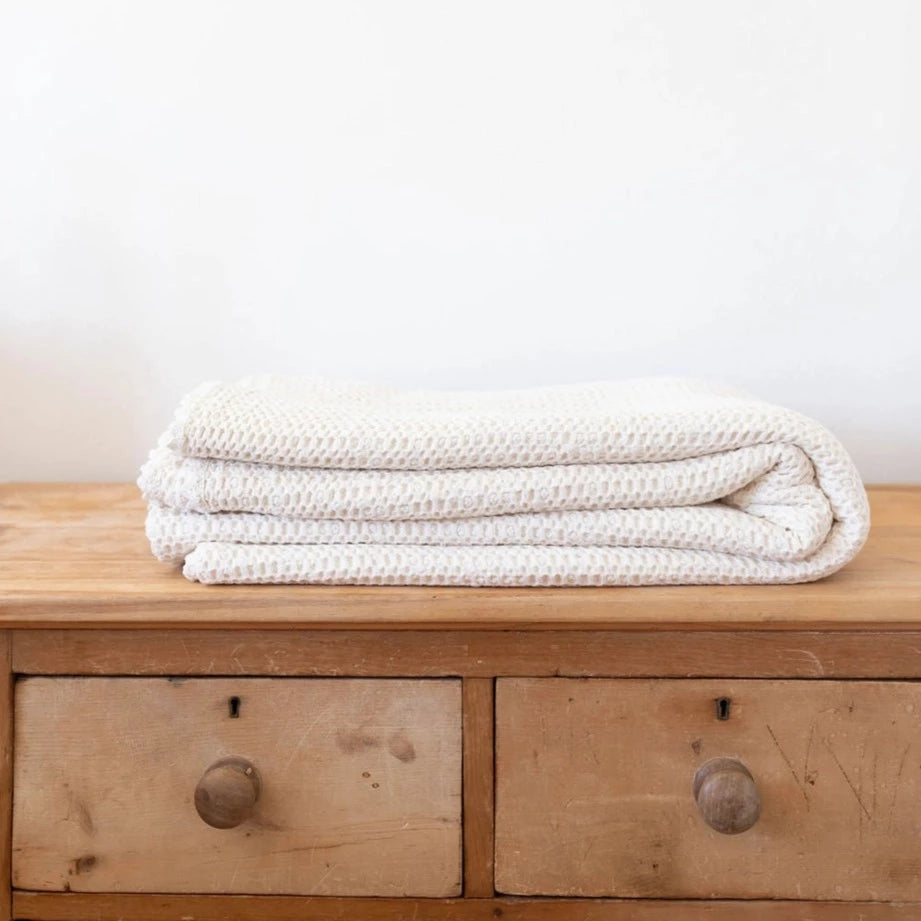Waffle Knit Twin Blanket | Ivory