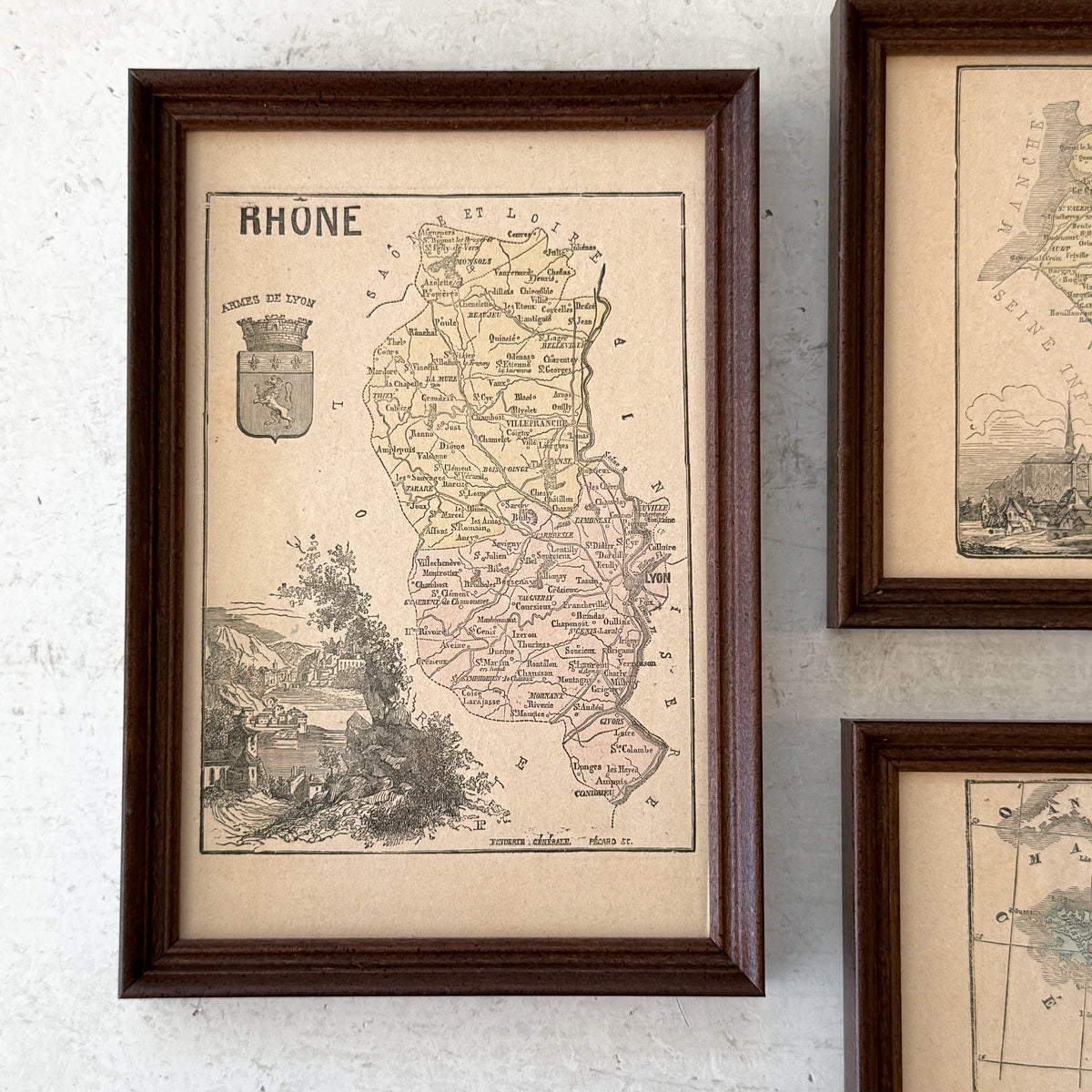 Trio of Framed Regional Maps of France