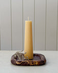 8" Fluted Beeswax Pillar Candle | Vintage Lace