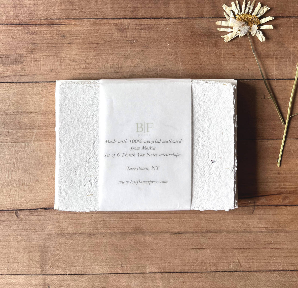Handmade Deckled 'Thank You' Notecards with Envelopes | Set of 6