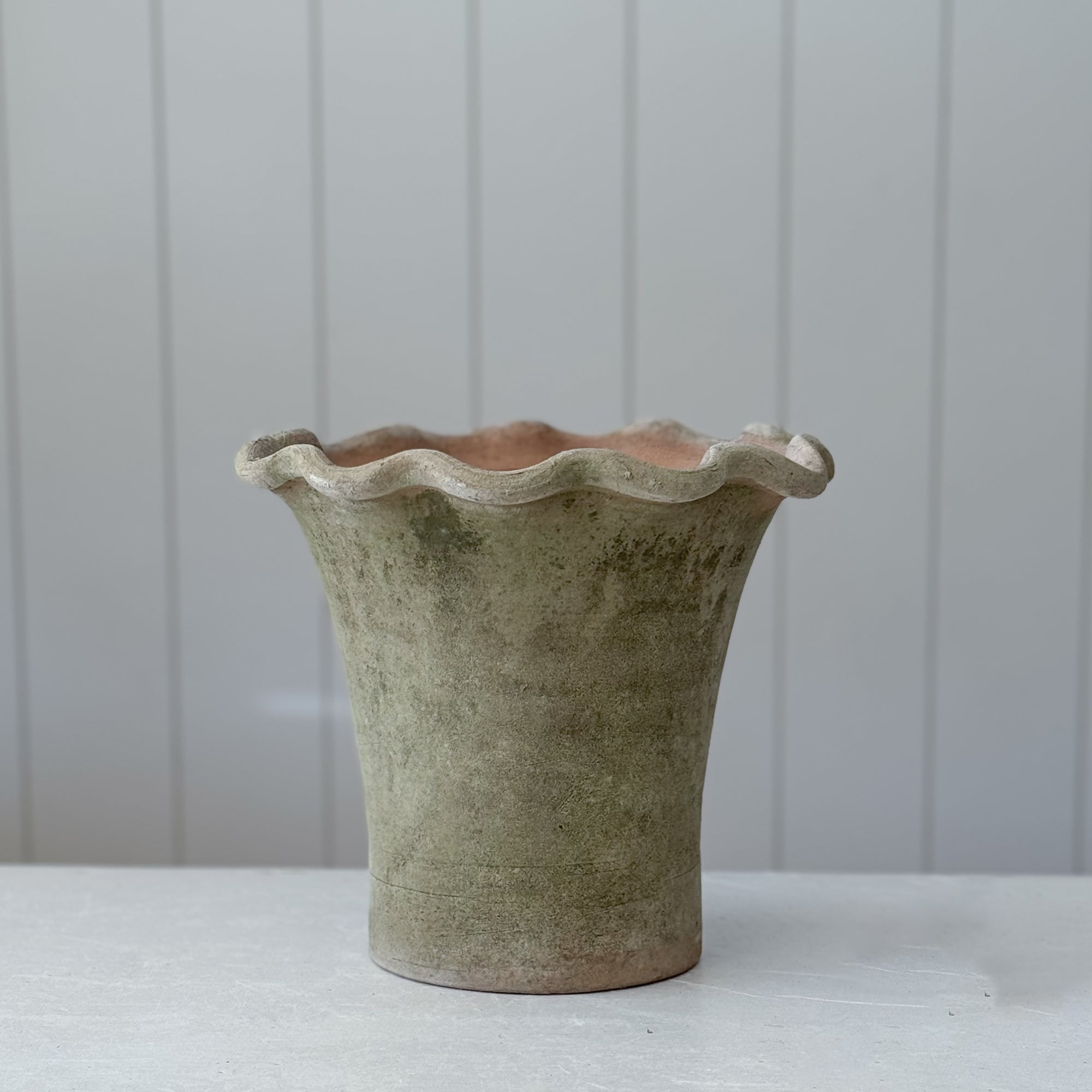 Aged Terra Cotta Scallop Planter