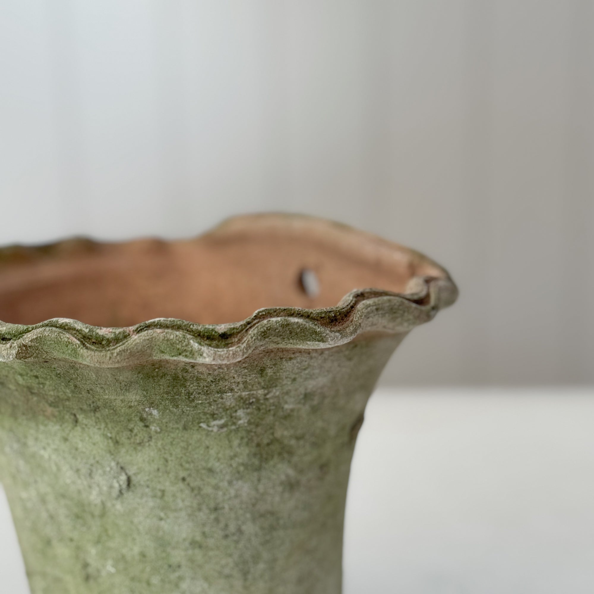 Aged Terra Cotta Piecrust Wall Planter