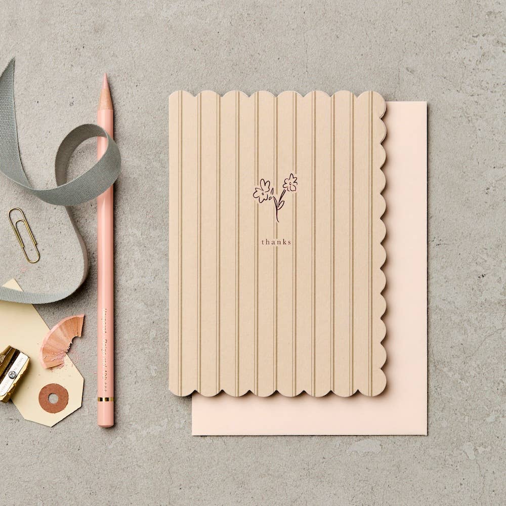 Scallop Thanks Posy | Hand Printed Greeting Card
