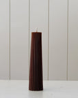 8" Fluted Beeswax Pillar Candle | Espresso