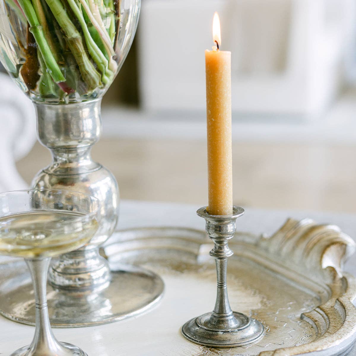 Italian Pewter Candlesticks