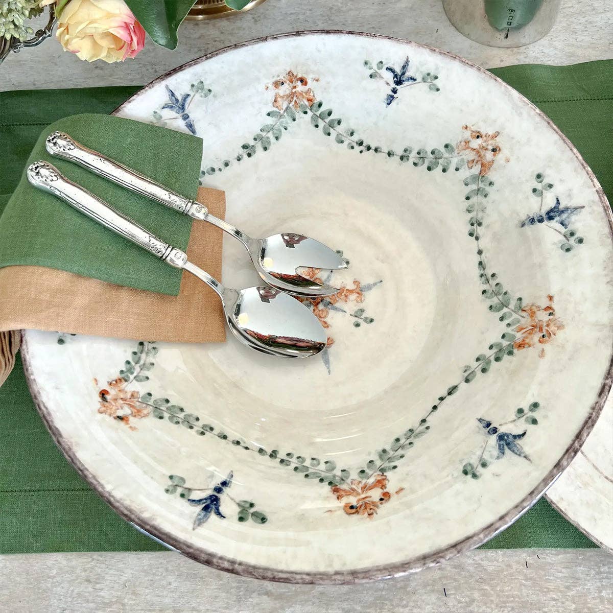 Hand-Painted Large Italian Bowl | Vintage Garden