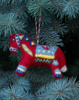 Scandinavian Embroidered Dala Horse Ornament
