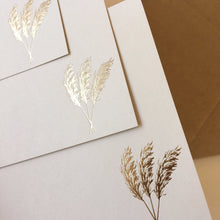 Load image into Gallery viewer, Letterpress Note Card Set | Gold Foil Pampas Grass
