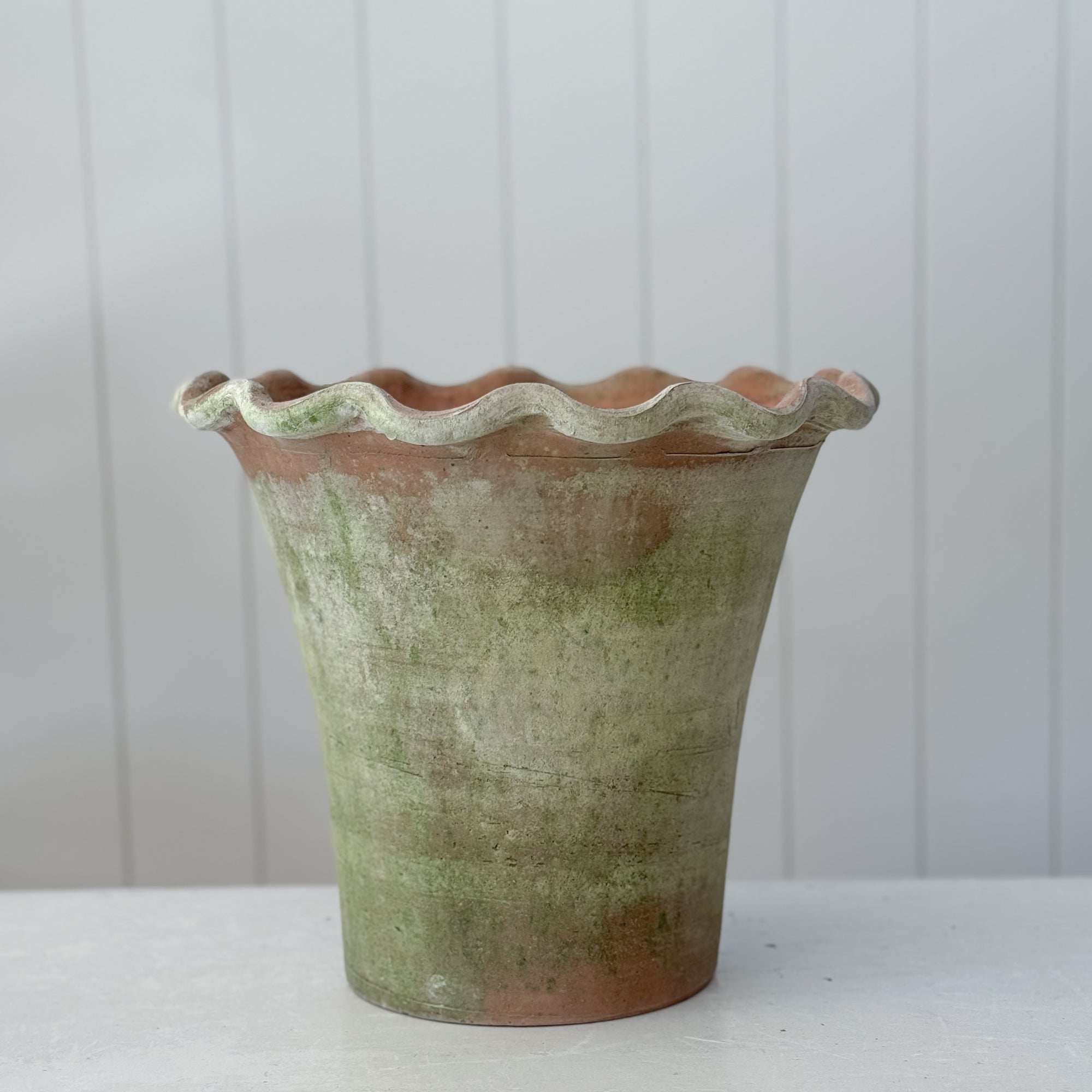Aged Terra Cotta Scallop Planter