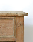 Antique Pine 8-Drawer Console with Patinaed Cup Pulls | France